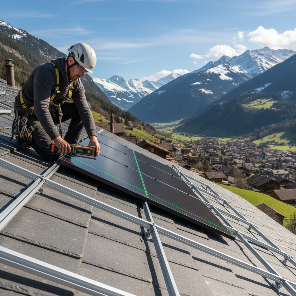Solarpanels auf Einfamilienhaus in der Schweiz