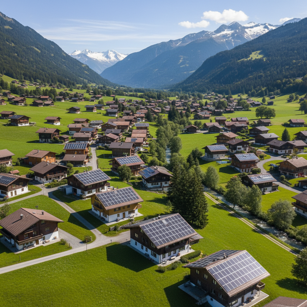 Solarpanels auf Einfamilienhaus in der Schweiz